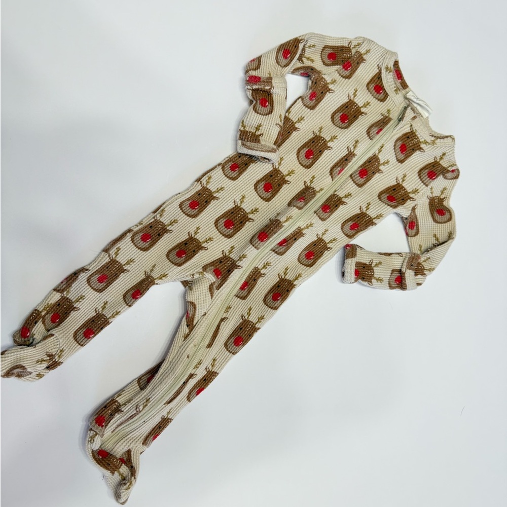 Spearmint Love Reindeer Waffle knit Footie